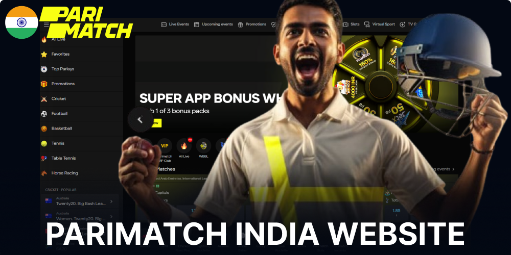 Information about the Parimatch casino and betting site available in India